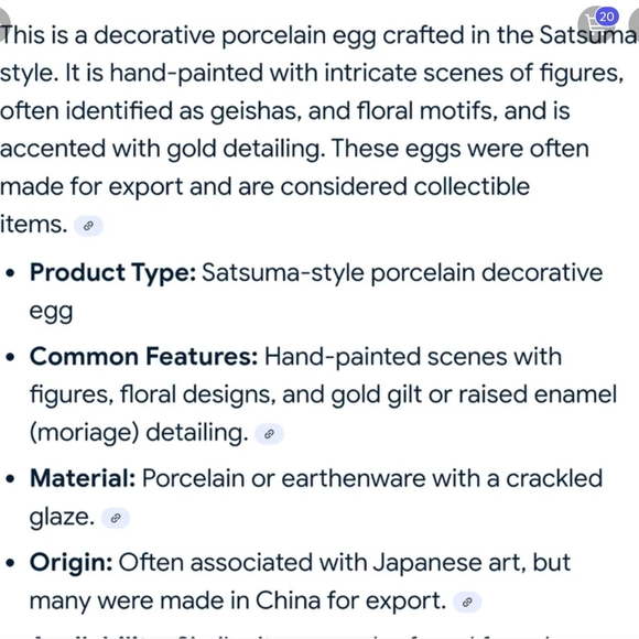 Japanese Satsuma-style porcelain decorative eggs hand-painted Large / Set Of 2 - Picture 5 of 6